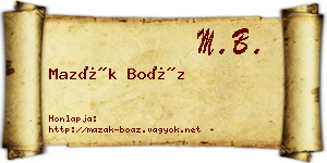 Mazák Boáz névjegykártya